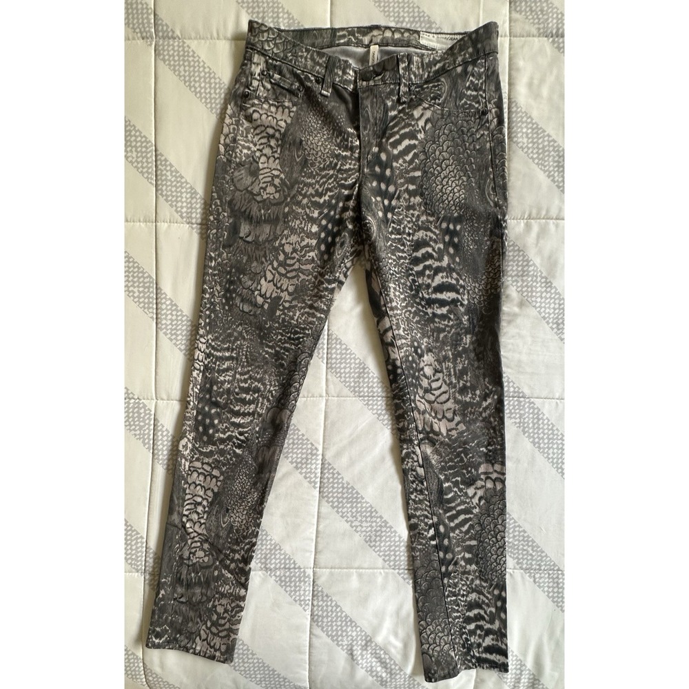 Rag & Bone Jeans Womens 28 Gray Feather Print Skinny USA Legging Stretch Rock